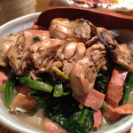 手打ち蕎麦 寺田家 - カキ ベーコンほうれん草バター炒め