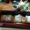 おお西 - 三種そば1750円、山菜天ぷら1080円