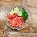 Wasabi cheese and salami platter