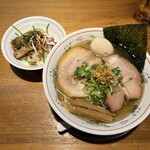 中華そば　一楽 - 塩一楽 大盛り、ミニチャーシュー丼