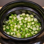 柚木元 - 2024.4 グリーンアスパラガスご飯（東御市の謙太郎米を使用）