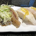 沼津魚がし鮨 流れ鮨 - アジ炙り、鯛ゆず塩炙り