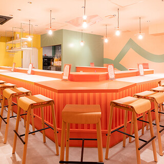 A colorful and pop cafe-style space. Great for solo travelers and couples.