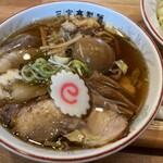 三宝亭製麺 ーらーめん研究所ー - チャーシューつけそば(並)、トッピング生姜玉