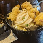 長寿饂飩　つるかめ - ひやひや大盛り海老天トッピング（2024年4月）