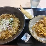 ゆで太郎 もつ次郎 - クーポンの海老天と朝そばセット 480円税込み