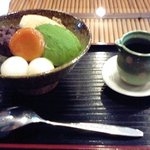 みつばち - きなこがけバニラあんみつ＋抹茶アイス