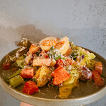 Paysanne salad with thick-sliced bacon, oden eggs and spring vegetables