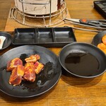 Shichirin Yakiniku Anan - 中落ちカルビと牛タン味噌ダレとぽん酢とBeer