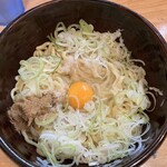 Kokushou - 釜玉ラーメン。赤味噌バージョン