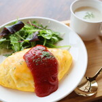 Very popular! Cheese Omelette Rice set