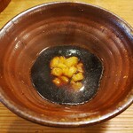 Akamadiyaasago - 熱盛り用そばつゆと小柱天