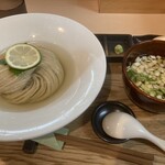麺処 隆 - 昆布水つけ麺　醤油　トッピング味玉