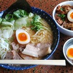 いばらき - 味玉海老のらぁめん(大盛り)+肉めし