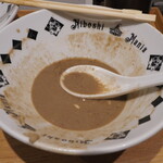 NIBOSHI MANIA - シマアジニボプレッソの底に残ったスープ