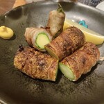 よし都 - 「アスパラ肉巻き」＠890  長野産極太アスパラ