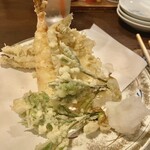 よし都 - 「天麩羅盛り合わせ（こしあぶら、海老、キス、穴子）」＠1990（多分）