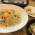 鎌倉パスタ - 料理写真:厚切りベーコンのカルボナーラ鎌倉風、パン、サラダ