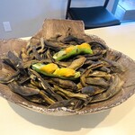 SETTAN - 豆のお料理。黄色いのはカラスミ。1番好きでした。