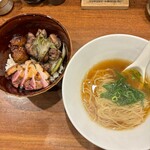 Sumiyaki Hitoshio - 鴨出汁ラーメン小と炙り鴨丼セット