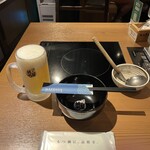 博多もつ鍋 前田屋 リバーサイド中洲店 - よく冷えた生ビール