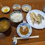 太助 - 鯵と茄子の天ぷら定食 ¥850