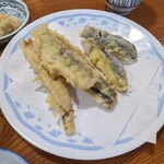 太助 - 鯵と茄子の天ぷら定食 ¥850