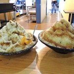黑岩古早味黑砂糖剉冰 - 料理写真:マンゴー黒糖かき氷（左）＆ 黒糖かき氷（トッピング４種）