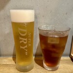 Pizatohamutotokidokiwaimbonjorunoshokudou - スーパードライ グラス ＆ 紅茶ハイ