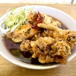 Ichiyoshi Soba - 太蕎麦、大盛。ゲソ天、玉ねぎ天、ごぼう天