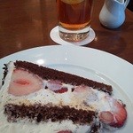 ハーブス  恵比寿三越 - オレンジアイスティ　ストロベリーチョコケーキ