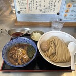 つけ麺 神儺祁 - 『味玉つけ麺（カレールー付き）　大盛300g 玉ねぎ　1300円