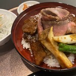 松阪肉五花肉&烤牛肉盖饭 (平日限定)