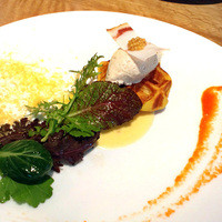 アニエルドール - 【前菜】仔鴨もも肉ムース、インカの目覚めとチーズのワッフル('14.2月ランチ)