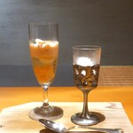 日本料理 幸庵 - 桜のムース、塩桜アイス