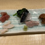天ぷら 堤 - 小鉢と刺身