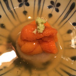 車力門 ちゃわんぶ - レンコン饅頭　雲丹を添えて