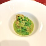 トラットリア ジュリエーゼ ダ エンメ - 春らしいお豆・グリンピースのソースのお肉料理