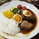 キッチン ブルー グローブ - ご飯にソースを吸わせます