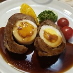 キッチン ブルー グローブ - 反対側から、ハニーバルサミコソースはタップリ