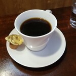 キッチン ブルー グローブ - ホットコーヒーのアップ