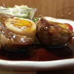 キッチン ブルー グローブ - 横から、クレピネット包み焼き、カットすると分かります