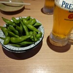 夜通し酒場 - 枝豆（300円）と飲み放題（1500円）のプレモル