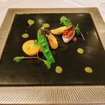 Roji銀 - ホタテ貝柱のミキュイ　季節野菜を添えて