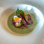 トゥールダルジャン 東京 - ヒオウギ貝とミル貝のビネグレットマリネ　爽やかなオゼイユのエキューム