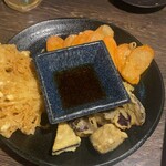 Koshitsu Izakaya Ouuhon Sou - 季節の野菜天ぷら  エノキ、ナス、椎茸、人参  旬はいつ？　