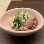 銀座すし嘉 はなれ - 水菜とホタルイカのお浸し