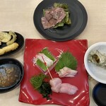 休暇村 - バイキングのお刺身、サザエの壷焼き、天ぷら、ローストビーフ