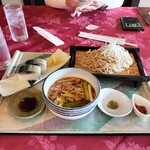 信楽カントリー倶楽部 杉山コース レストラン - 桜海老のつけ蕎麦とバッテラ