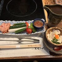 飛騨牛一頭家 馬喰一代 銀座 - 野菜スティックと自家製豆富
